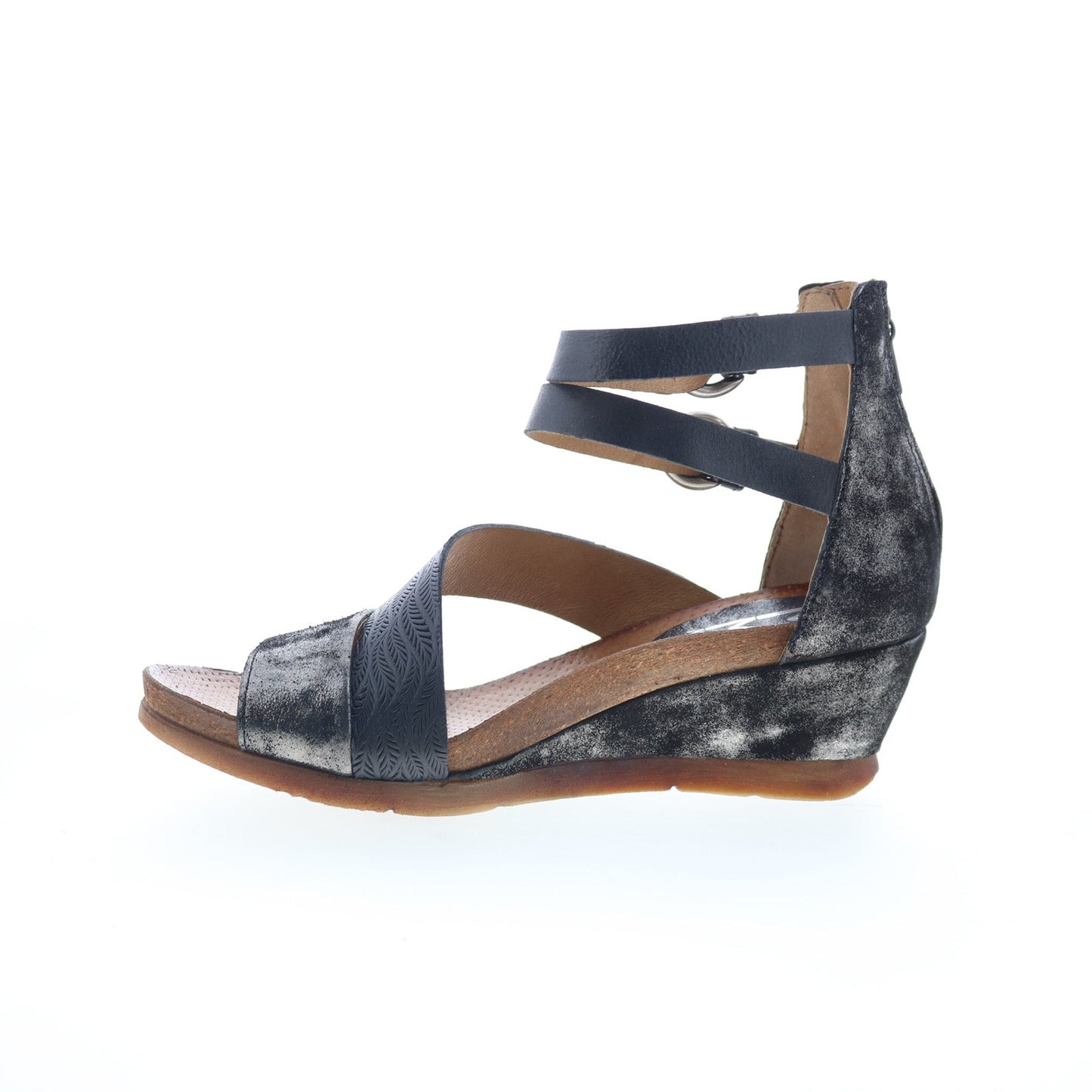 MIz Mooz Millie 675011-101-6002 Womens Black Leather Wedges Sandals Shoes