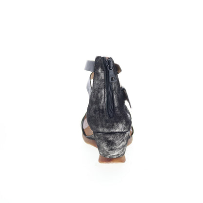 MIz Mooz Millie 675011-101-6002 Womens Black Leather Wedges Sandals Shoes