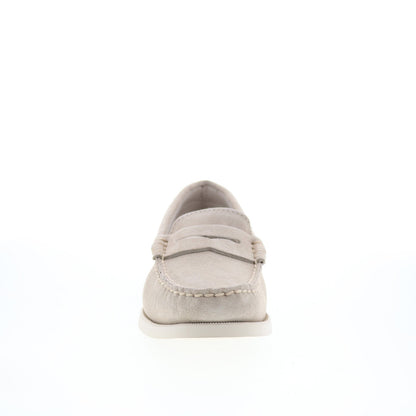Sebago Dan Boat Roughout Womens Gray Suede Loafers & Slip Ons Penny Shoes