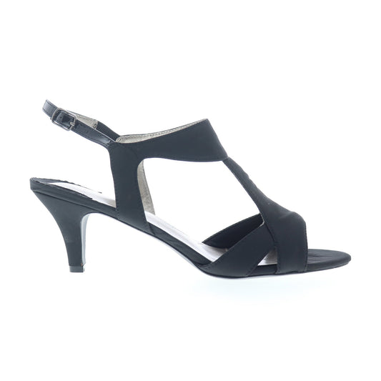 Ros Hommerson Lucky 75062-97 Womens Black Wide Canvas Strap Heels Shoes