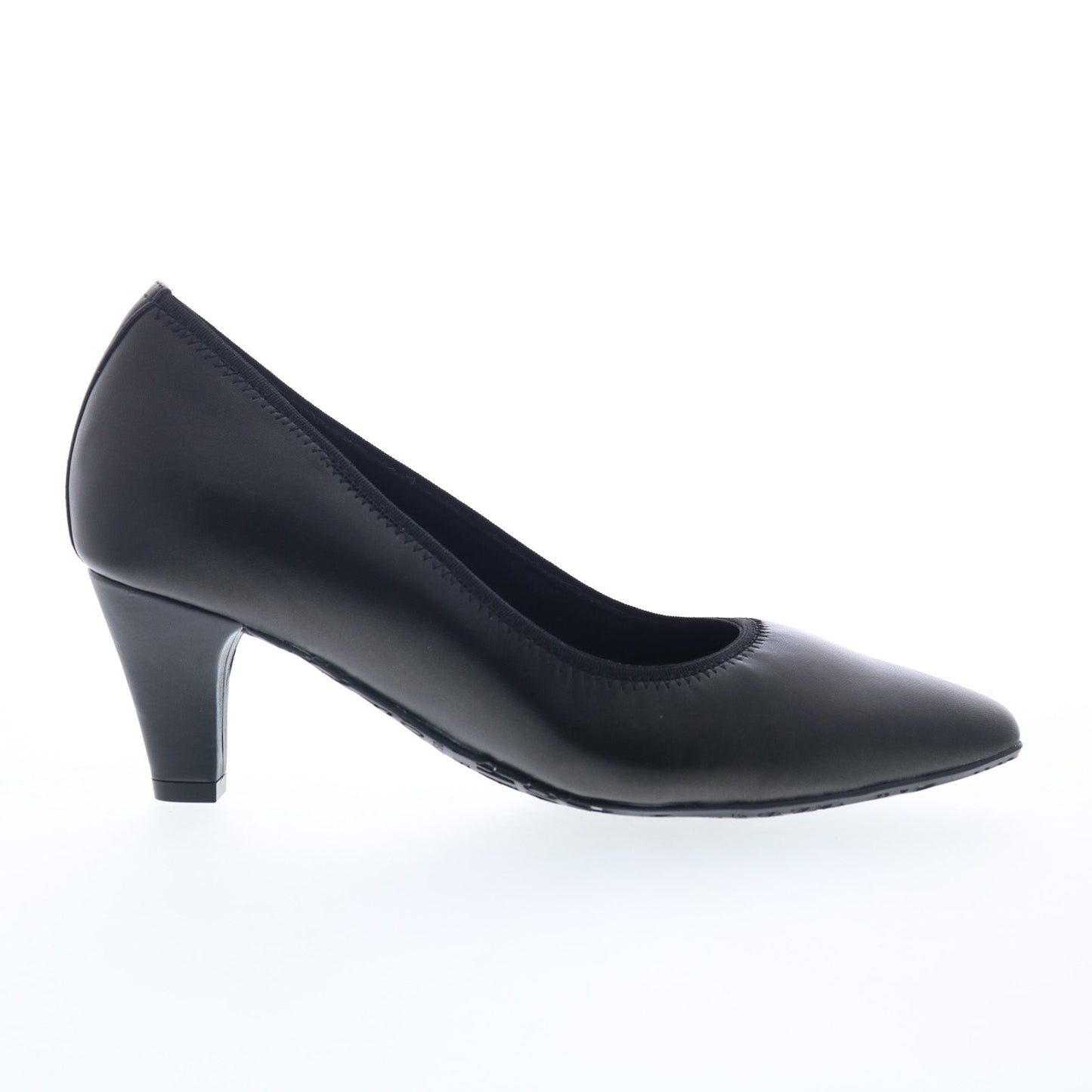 Ros Hommerson Karat 75069-10 Womens Black Wide Leather Pumps Heels Shoes