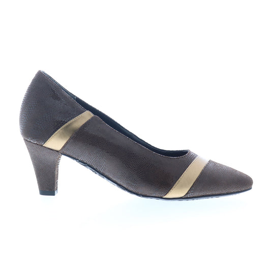 Ros Hommerson Kiwi 75070-65 Womens Brown Wide Leather Pumps Heels Shoes
