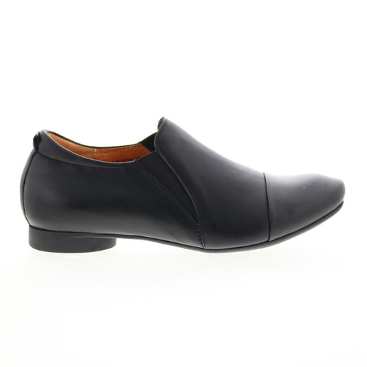 Think! Guad Slip On 80281-00 Womens Black Leather Slip On Loafer Flats Shoes