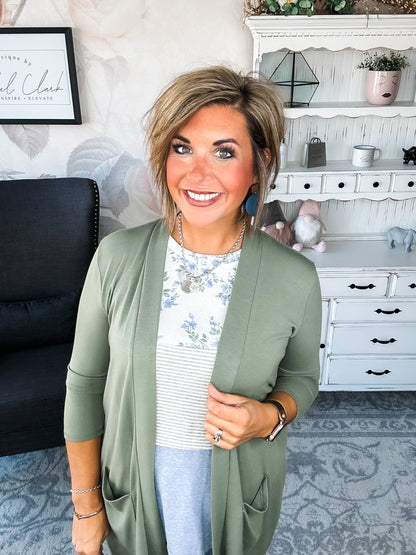 Keep On Going Cardigan - Olive