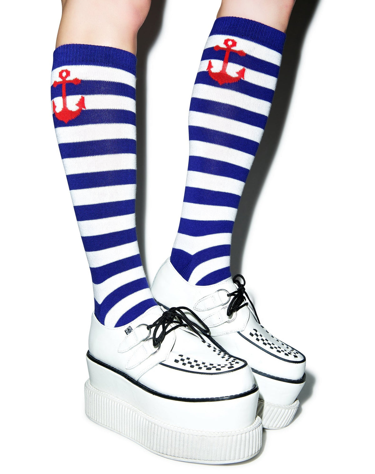 Anchor Stripe Socks - Light Blue