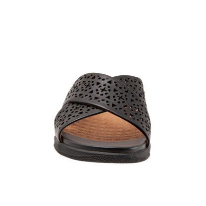 Softwalk Tillman S1502-010 Womens Black Leather Slides Sandals Shoes