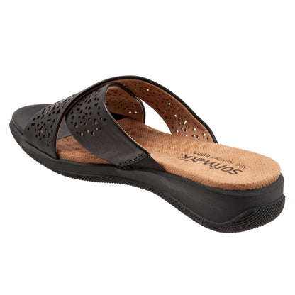 Softwalk Tillman S1502-010 Womens Black Leather Slides Sandals Shoes