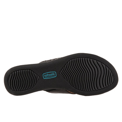 Softwalk Tillman S1502-010 Womens Black Leather Slides Sandals Shoes