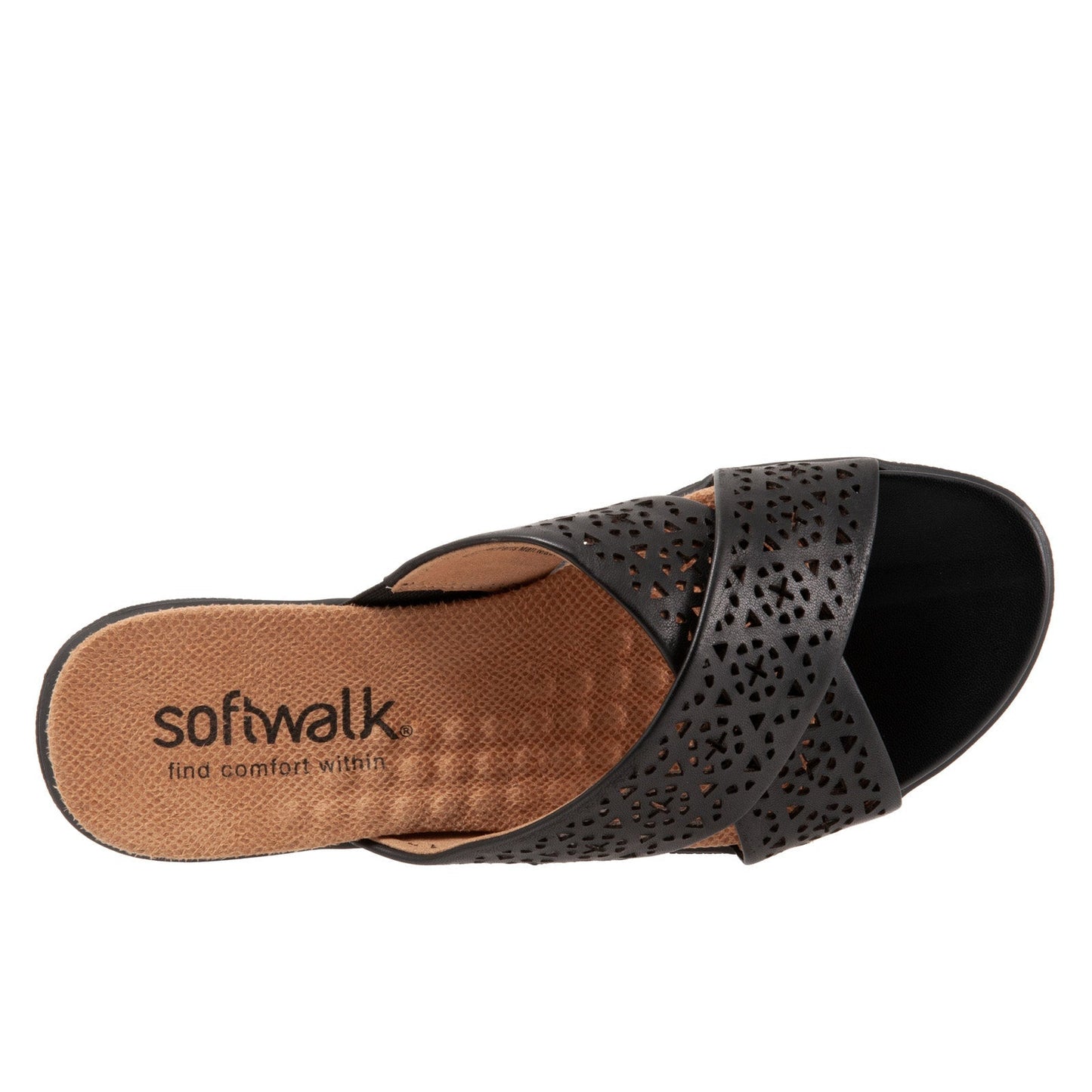 Softwalk Tillman S1502-010 Womens Black Wide Leather Slides Sandals Shoes