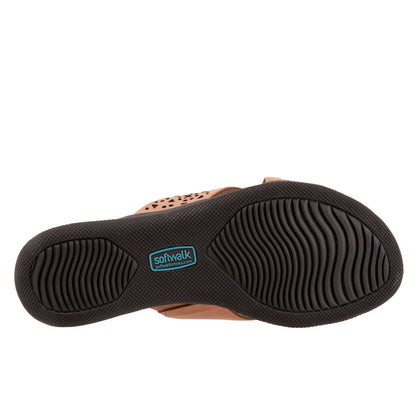 Softwalk Tillman S1502-267 Womens Brown Leather Slides Sandals Shoes