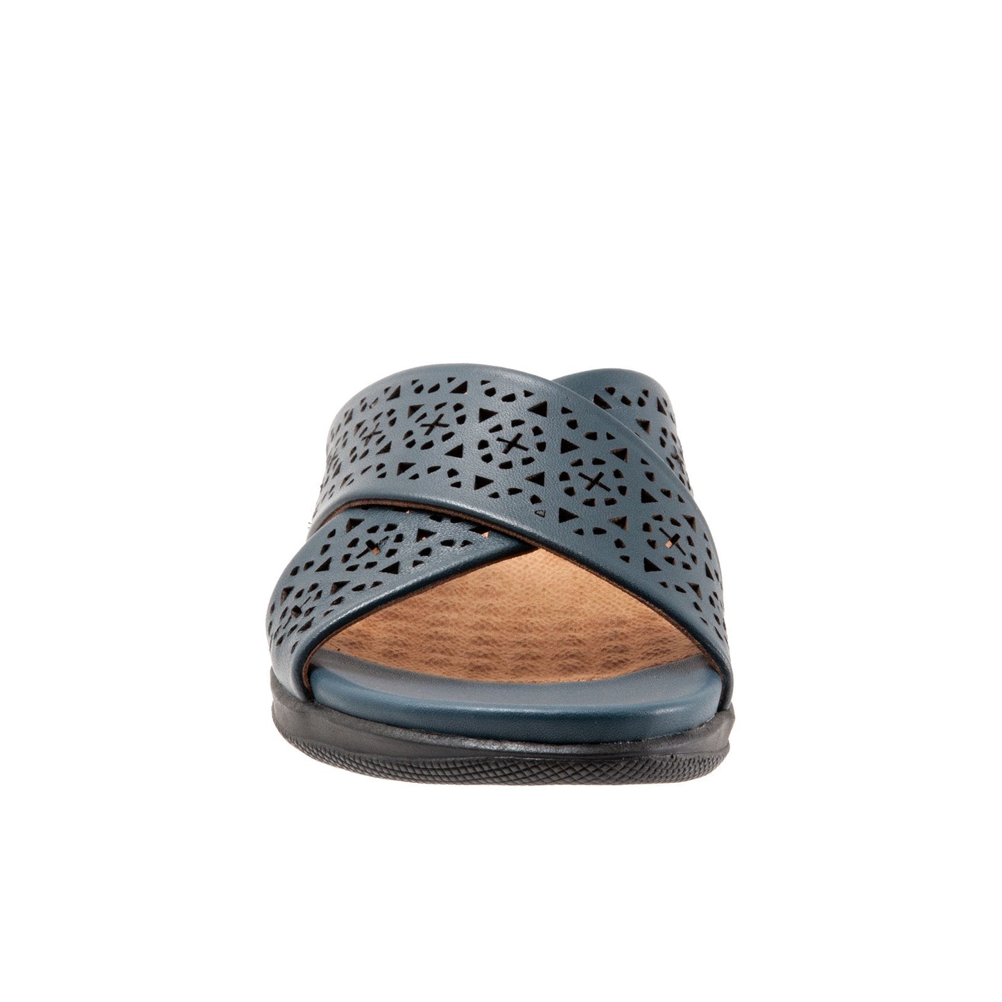Softwalk Tillman S1502-411 Womens Blue Leather Slip On Slides Sandals Shoes