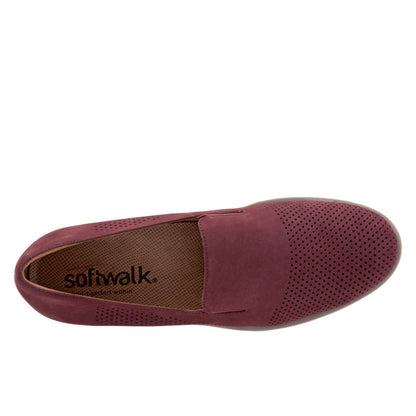 Softwalk Whistle S1810-606 Womens Burgundy Leather Loafer Flats Shoes