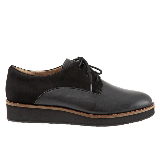 Softwalk Willis S1811-006 Womens Black Narrow Leather Oxford Flats Shoes