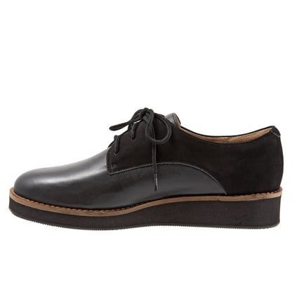 Softwalk Willis S1811-006 Womens Black Narrow Leather Oxford Flats Shoes