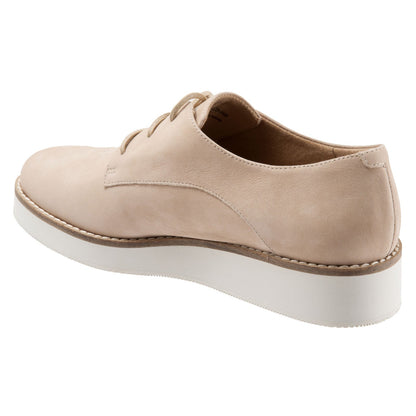 Softwalk Willis S1811-234 Womens Beige Leather Lace Up Oxford Flats Shoes