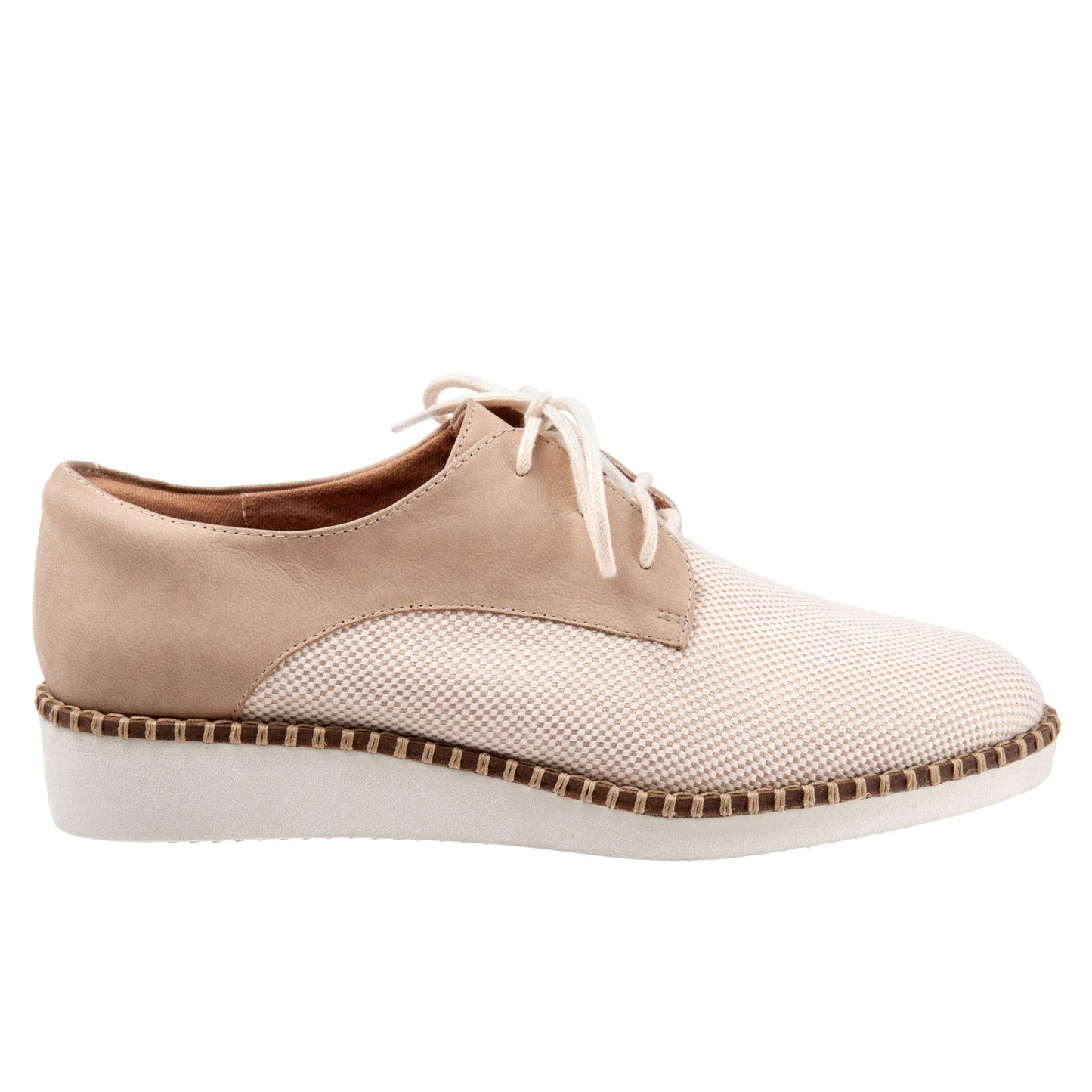 Softwalk Willis S1811-294 Womens Beige Narrow Leather Oxford Flats Shoes