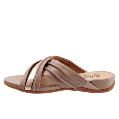 Softwalk Taza S2007-123 Womens Brown Leather Slip On Slides Sandals Shoes