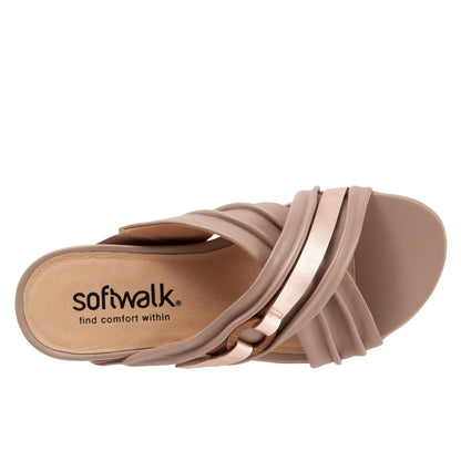 Softwalk Taza S2007-123 Womens Brown Leather Slip On Slides Sandals Shoes