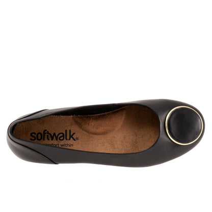 Softwalk Sonoma Halo S2257-001 Womens Black Leather Ballet Flats Shoes