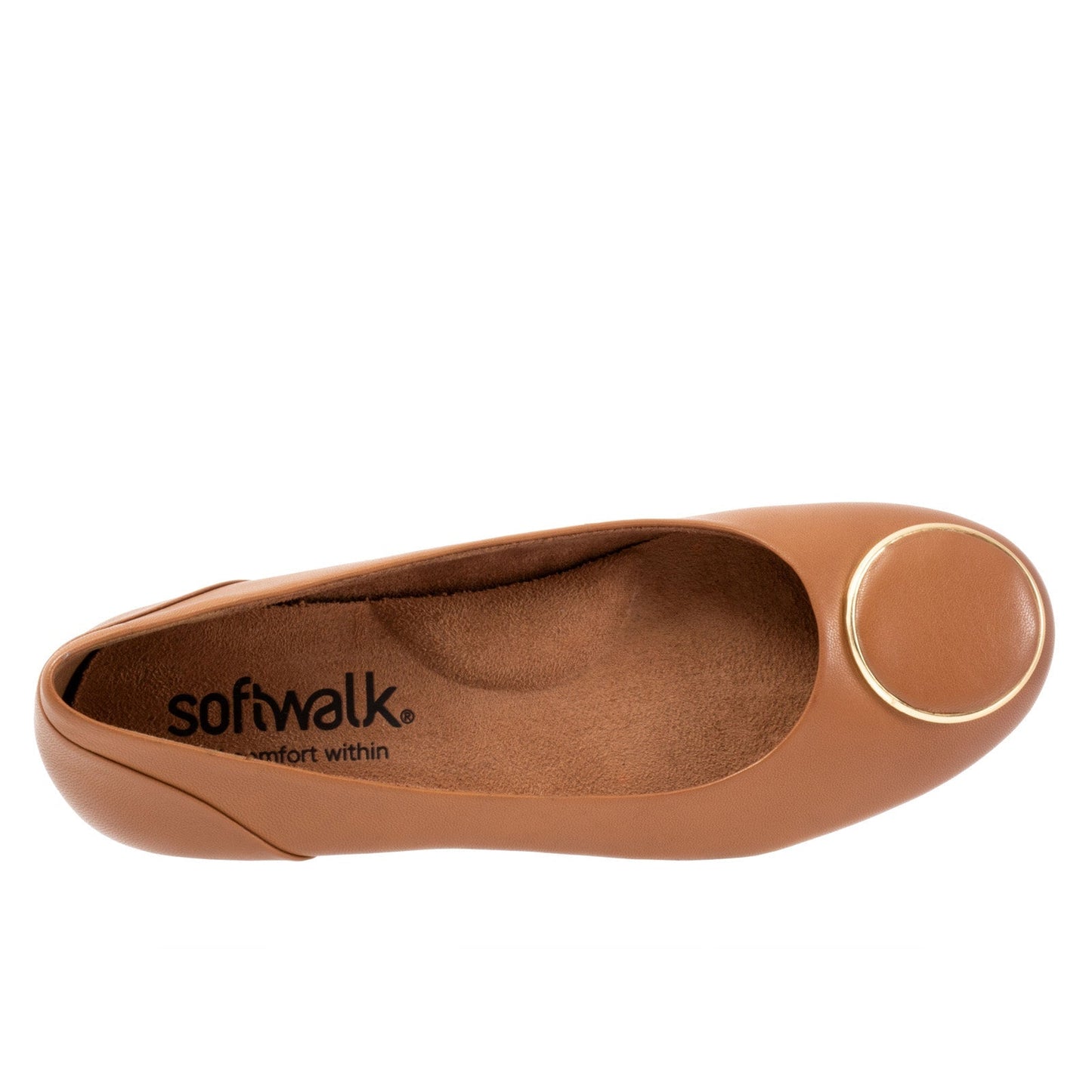 Softwalk Sonoma Halo S2257-253 Womens Brown Leather Ballet Flats Shoes