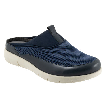 Softwalk Aberdeen Sport S2300-400 Womens Blue Leather Clog Flats Shoes