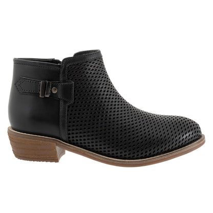 Softwalk Rimini Perf S2315-001 Womens Black Leather Ankle & Booties Boots