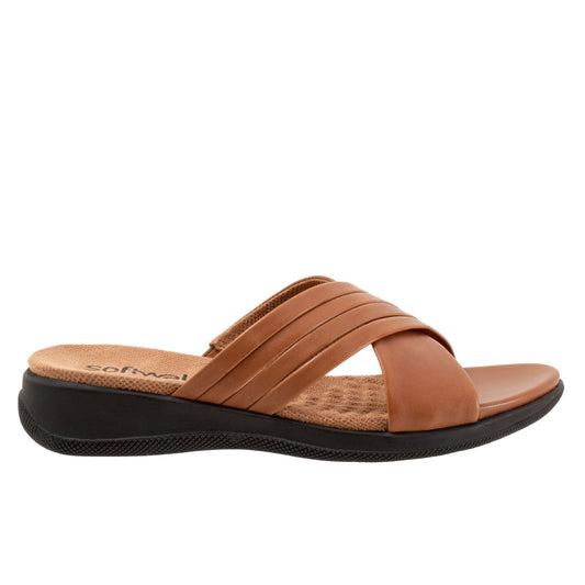 Softwalk Tillman 5.0 S2321-215 Womens Brown Leather Slides Sandals Shoes