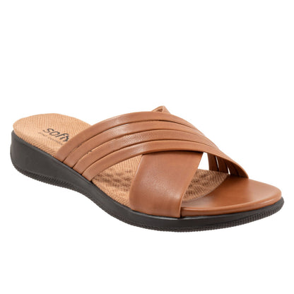 Softwalk Tillman 5.0 S2321-215 Womens Brown Leather Slides Sandals Shoes