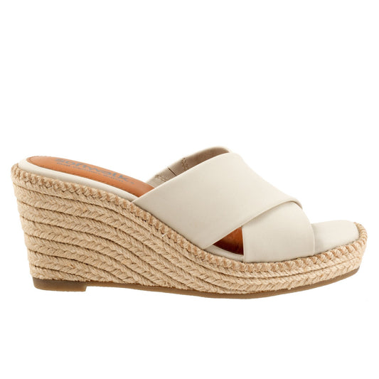 Softwalk Hastings S2324-131 Womens Beige Narrow Leather Wedges Sandals Shoes