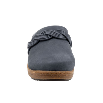 Softwalk Arvada Twist S2353-483 Womens Blue Nubuck Slip On Clog Flats Shoes