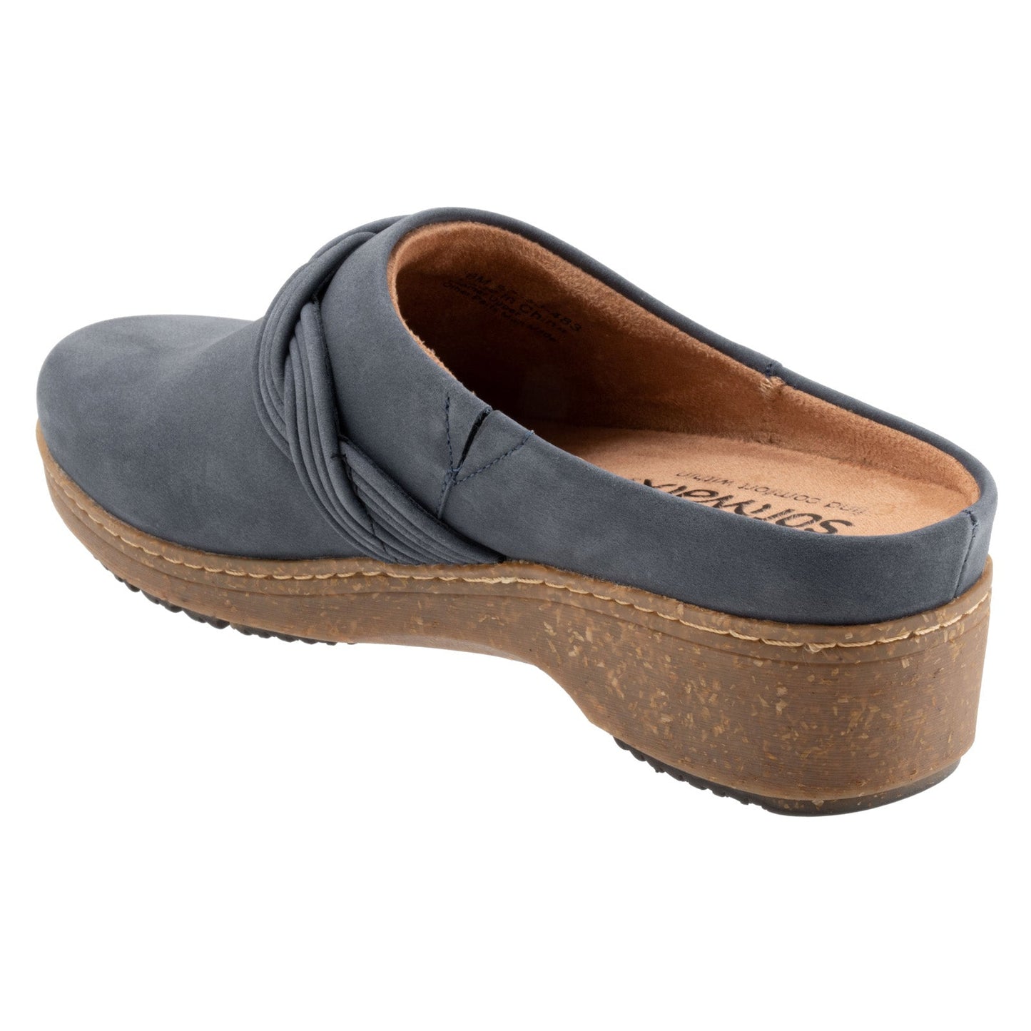 Softwalk Arvada Twist S2353-483 Womens Blue Nubuck Slip On Clog Flats Shoes