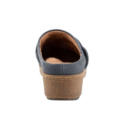 Softwalk Arvada Twist S2353-483 Womens Blue Nubuck Slip On Clog Flats Shoes