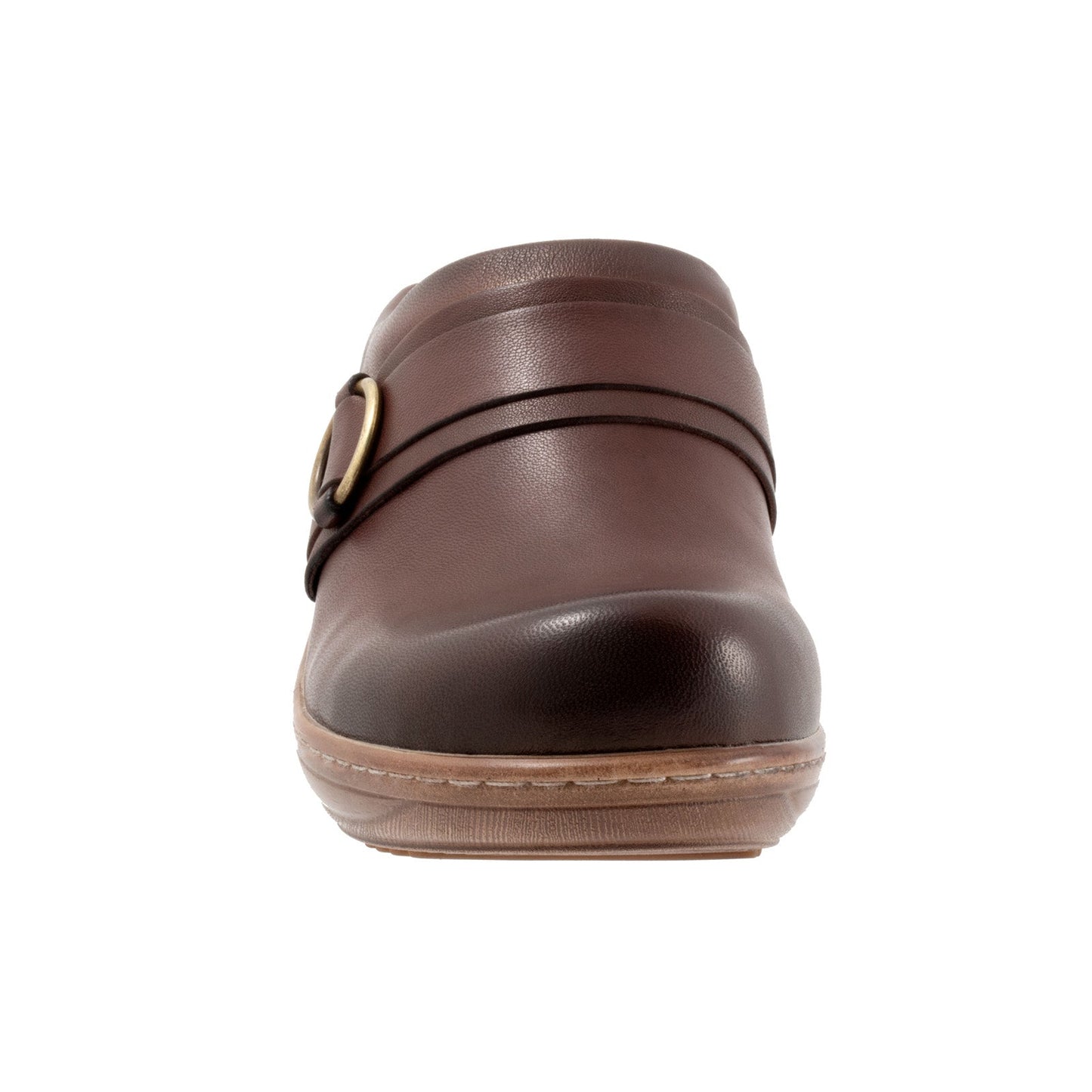 Softwalk Macintyre S2361-200 Womens Brown Leather Slip On Clog Flats Shoes