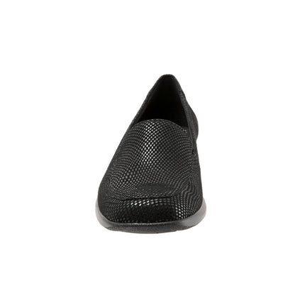 Trotters Jenn Mini T1365-004 Womens Black Leather Slip On Loafer Flats Shoes