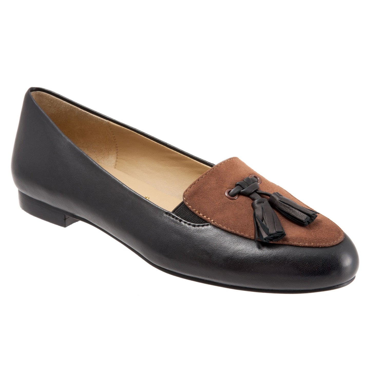 Trotters Caroline T1666-028 Womens Black Leather Slip On Loafer Flats Shoes