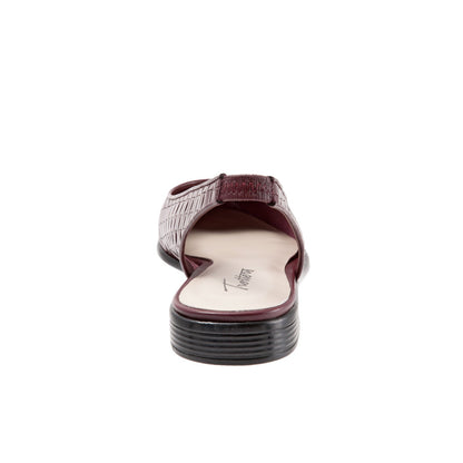 Trotters Lucy T1711-755 Womens Burgundy Extra Wide Slingback Flats Shoes