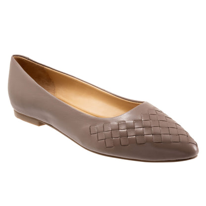 Trotters Estee Woven T1769-117 Womens Brown Leather Loafer Flats Shoes