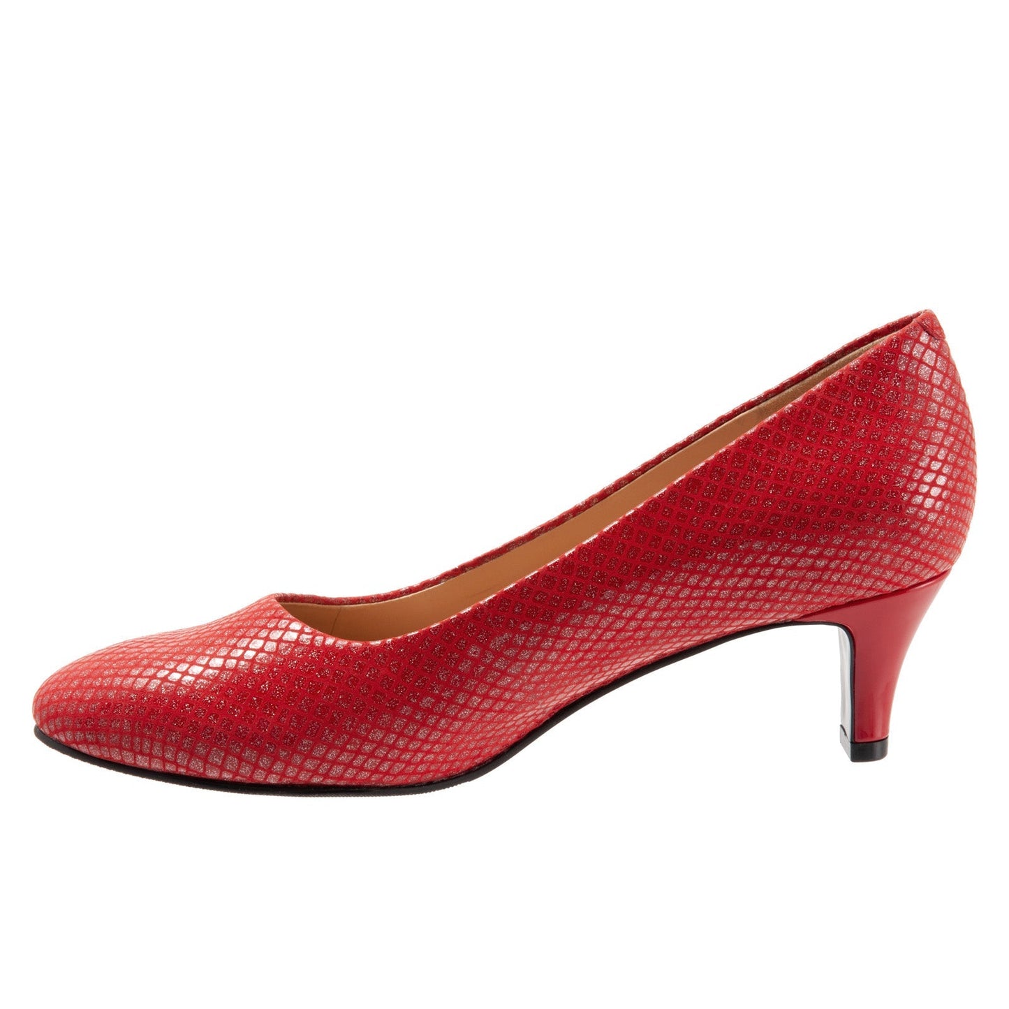 Trotters Fab T1905-600 Womens Red Narrow Leather Slip On Pumps Heels Shoes