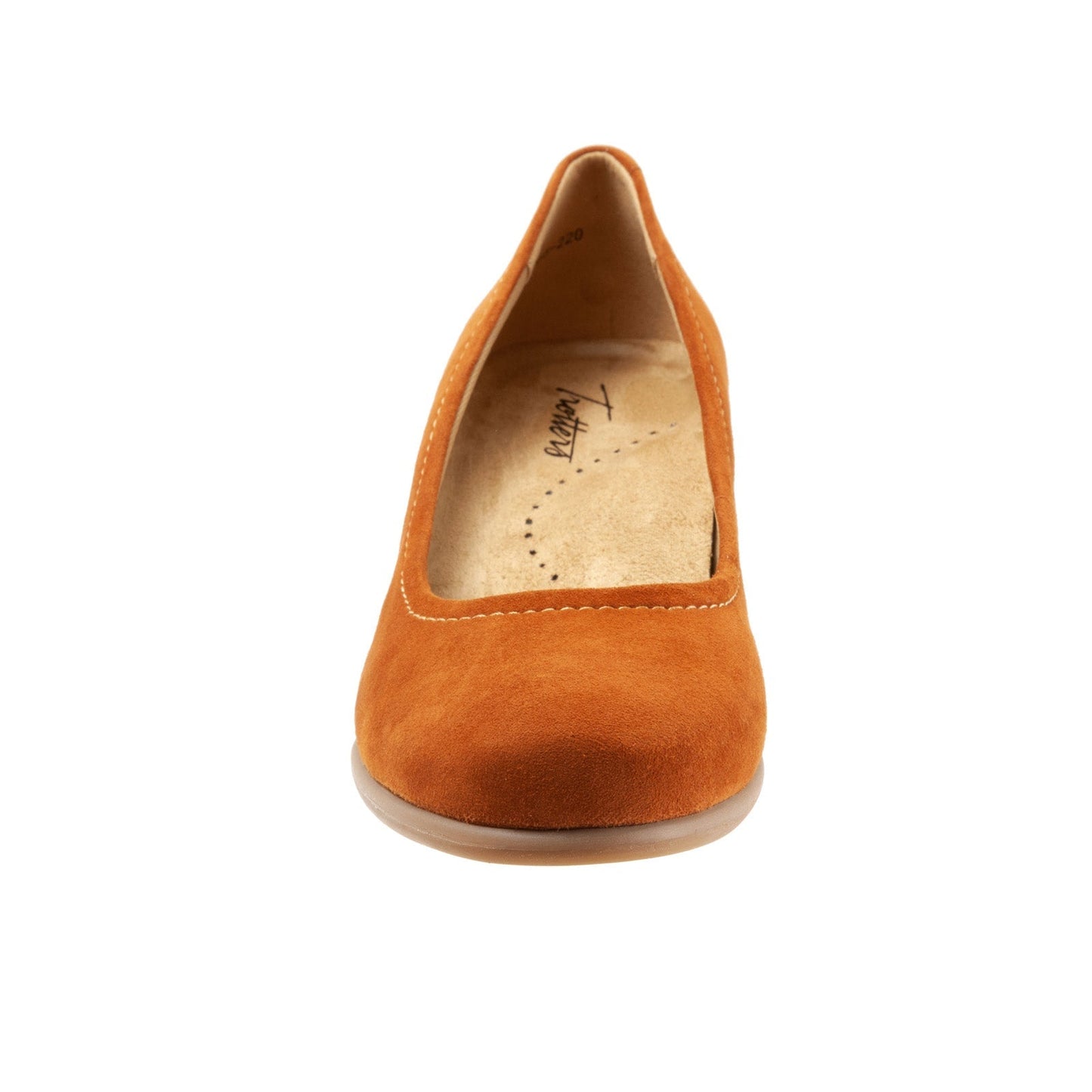 Trotters Winnie T1965-220 Womens Brown Wide Leather Slip On Wedges Heels Shoes