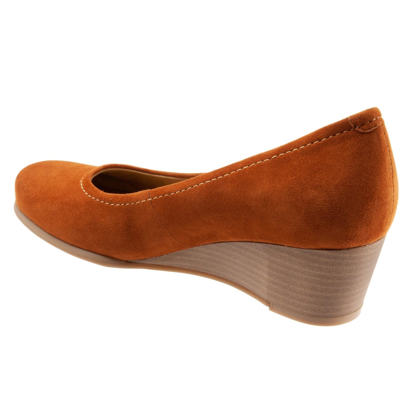 Trotters Winnie T1965-220 Womens Brown Wide Leather Slip On Wedges Heels Shoes