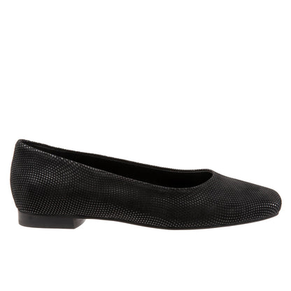 Trotters Honor T2057-004 Womens Black Leather Slip On Ballet Flats Shoes