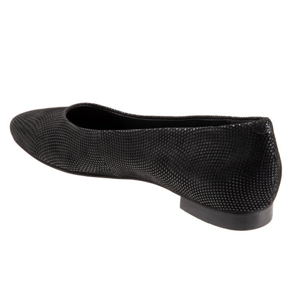 Trotters Honor T2057-004 Womens Black Leather Slip On Ballet Flats Shoes