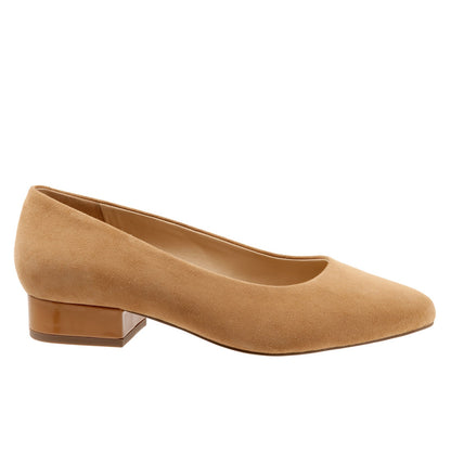 Trotters Jewel T2126-219 Womens Brown Narrow Suede Slip On Pumps Heels Shoes