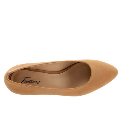 Trotters Jewel T2126-219 Womens Brown Narrow Suede Slip On Pumps Heels Shoes