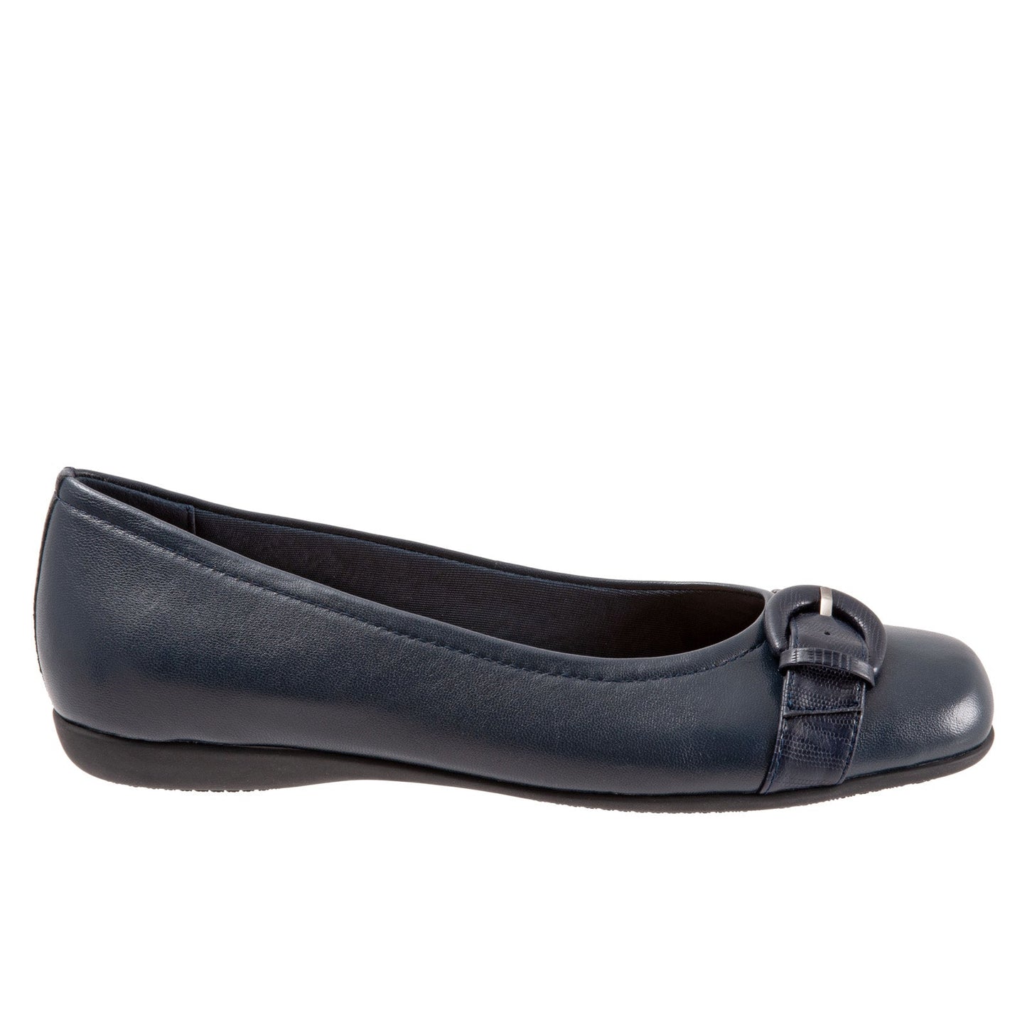 Trotters Sylvia T2166-400 Womens Blue Leather Slip On Ballet Flats Shoes