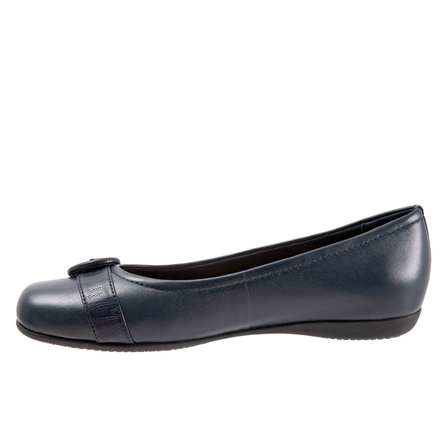 Trotters Sylvia T2166-400 Womens Blue Leather Slip On Ballet Flats Shoes