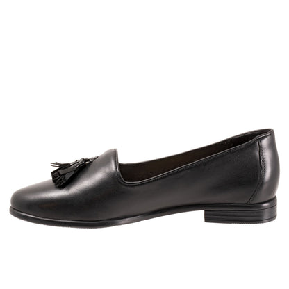 Trotters Liz Tassel T2224-054 Womens Black Leather Loafer Flats Shoes