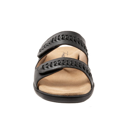 Trotters Ruthie Woven T2234-001 Womens Black Leather Slides Sandals Shoes