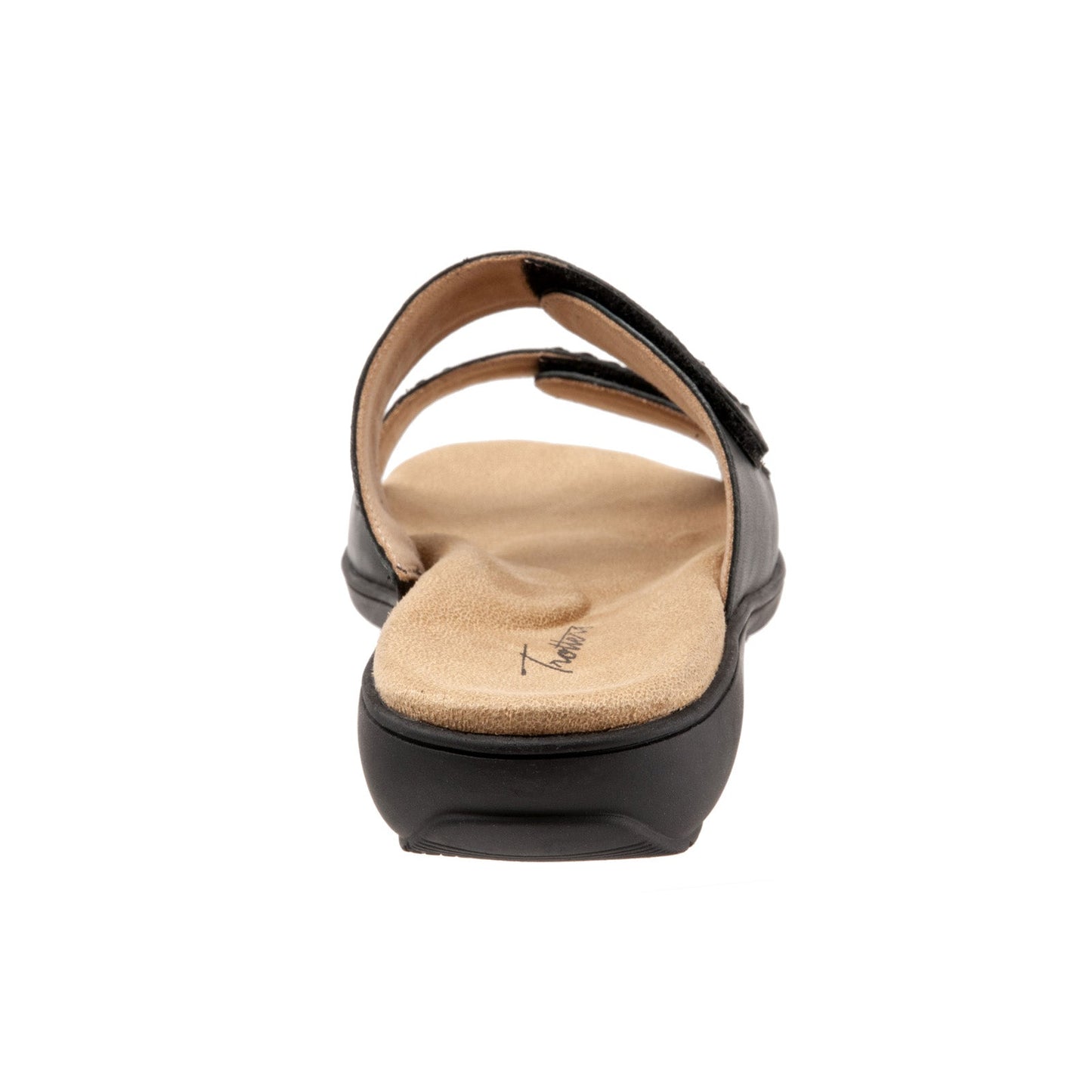Trotters Ruthie Woven T2234-001 Womens Black Leather Slides Sandals Shoes