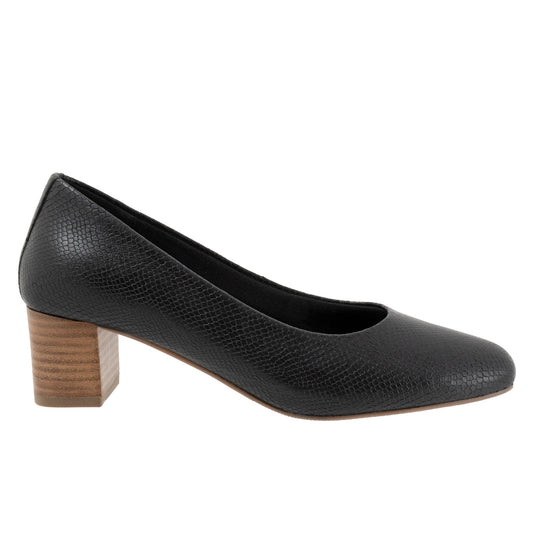 Trotters Daria T2258-018 Womens Black Narrow Leather Pumps Heels Shoes